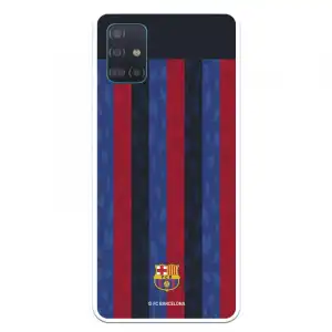 Funda Para Samsung Galaxy A51 Del Fc Barcelona Fondo Rayas Verticales - Licencia Oficial Fc Barcelona