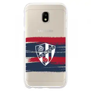Funda Para Samsung Galaxy J3 2017 Europeo Del Huesca Rayas Transparente - Licencia Oficial Sd Huesca