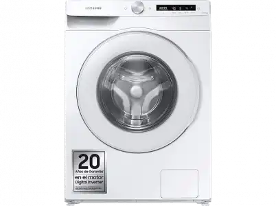 Lavadora carga frontal - Samsung WW12T504DTW/S3, 12 kg, 1400 rpm, EcoBubble™, Inteligencia Artificial, WiFi, Blanco