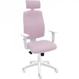La Silla de Claudia Job Blanco Giratoria de Escritorio Tapizada con Reposabrazos Regulables Rosa Pastel