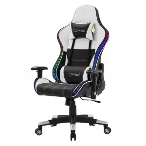 ML-Design Silla Gaming LED RGB con Altavoces Bluetooth Blanca