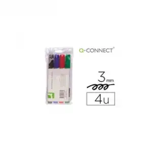 Rotulador Q-connect Pizarra Blanca 4 Colores Surtidos Punta Redonda 30 Mm 60 Unidades