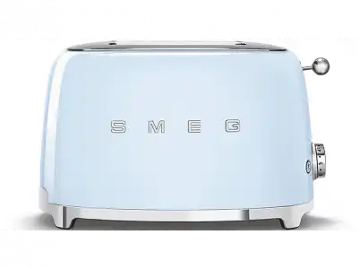 Tostadora - Smeg TSF01PBEU, 950 W, 2 rebanadas, ranuras, 50's Style, Acabado brillante, Azul