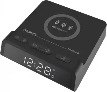 Alarma Digital Con Cargador Qi 15w, Promate Timepad-qi – Negro