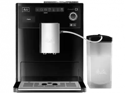 Cafetera superautomática - Melitta® CI, Molinillo integrado con 5 grados de ajuste, My Coffee Memory, Negro