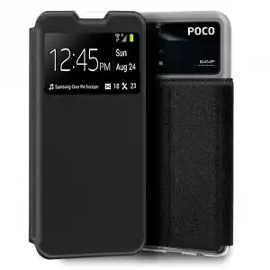 Cool Funda Flip Cover Liso Negra para Xiaomi Poco M4 Pro