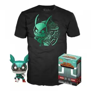Funko Pop & Tee My Hero Academia Deku Primer Traje de Héroe con Casco + Camiseta Talla L