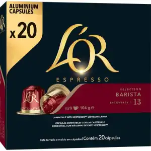 L'OR ESPRESSO - Estuche 20 Cápsulas Café Barista Intensidad 13 Compatibles Con Máquinas Nespresso Original