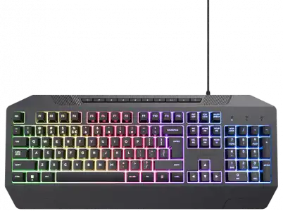 Teclado gaming - Trust GXT 836 Evocx, Teclas silenciosas, Anti-ghosting, Ilumiación RGB, USB-A, Negro