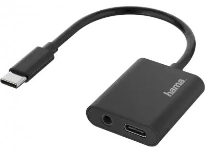 Adaptador - Hama 00200319, De conector USB-C a enchufe Jack 3.5 mm / USB-C, Negro