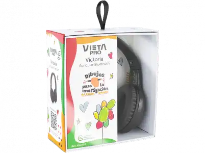 Auriculares inalámbricos - Vieta Pro Victoria, Campaña solidaria, De diadema, Bluetooth 5.0, Micrófono, Negro