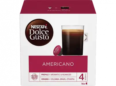 Cápsulas monodosis - Nescafé Dolce Gusto Americano , Colombia, Brasil y Hondura, Matices frutales, 16 cápsulas