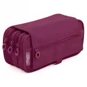 OfficeBox Estuche Escolar Triple Portatodo de Alta Capacidad con Tres Cremalleras Morado