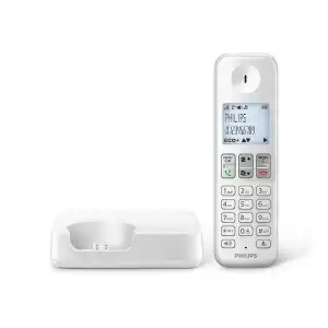 Philips - Teléfono inálambrico single Philips D2501W Dect blanco.