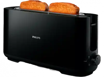 Tostadora - Philips HD2590/90, Capacidad para 2 tostadas, 8 ajustes, Negro