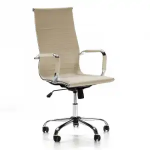 VS Venta-Stock Londres Sillón de Oficina Reclinable de Piel Sintética Taupe