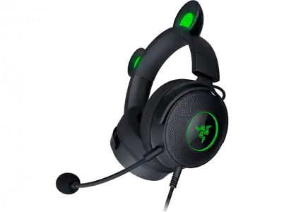 Auriculares gaming - Razer Kraken Kitty V2 Pro, Cancelación ruido pasiva, Orejas intercambiables, Micrófono integrado, Negro