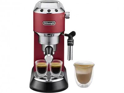 Cafetera express - De'Longhi Dedica EC685.R, Thermoblock, Espresso manual, Función 2 tazas, 1300 W, 15 bar, Rojo