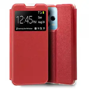 Cool Funda Flip Cover Liso Roja para Xiaomi Redmi Note 12 Pro 5G