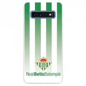Funda Para Samsung Galaxy S10 Del Betis Fondo Rayas Verdiblancas - Licencia Oficial Real Betis Balompié