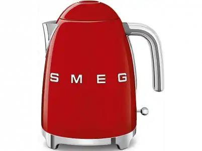 Hervidor de agua - Smeg KLF03RDEU, 1.7 l, Retro, 2400 W, Con cable, Acero inoxidable, Rotación 360º, Rojo