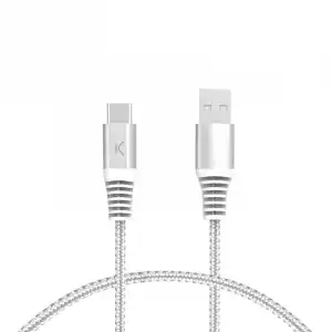 Ksix Cable de Carga Trenzado USB-A a USB-C Carga Ultra Rápida 2m Blanco