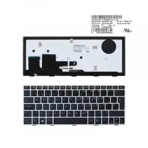 Teclado Retroiluminado Para Portátil Hp Elitebook 810 G1 810 G2 810 G3 Negro Y Marco Plata