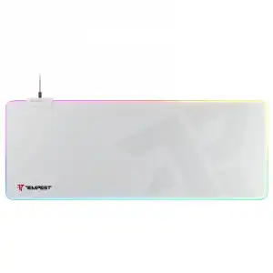 Tempest Mousepad RGB 80x30cm 3mm Alfombrilla Gaming Extended Blanca
