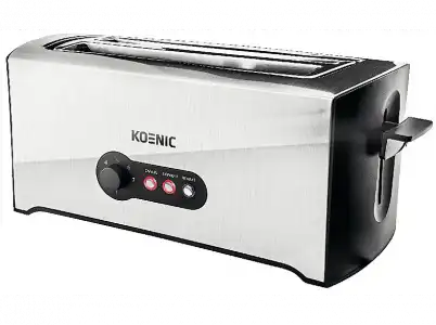 Tostadora - Koenic KTO 4331 M, 1600 W, 4 rebanadas, Descongelación, Plata