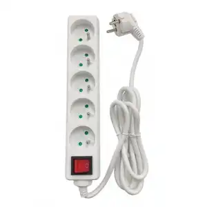 Accsup Regleta 5 tomas con interruptor 1,5m Blanco