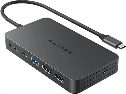 Hub USB/Concetrador - Hyper Next Dual, 7 puertos, HDMI, USB-C, USB-A, 100 W, Gris