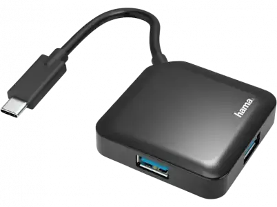 Hub USB - Hama 00200112, USB-C-Hub, 4 Puertos, 3.2 Gen1, Adaptador de 5 Gbit / s, Negro