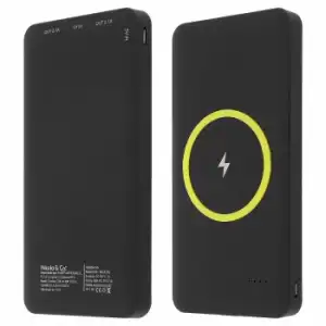 Powerbank 10000mah 2.1a 2x Usb + Carga Por Inducción Qi Y Puerto Usb-c - Negra